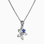Silver Azure Blossom Cluster Pendant Set