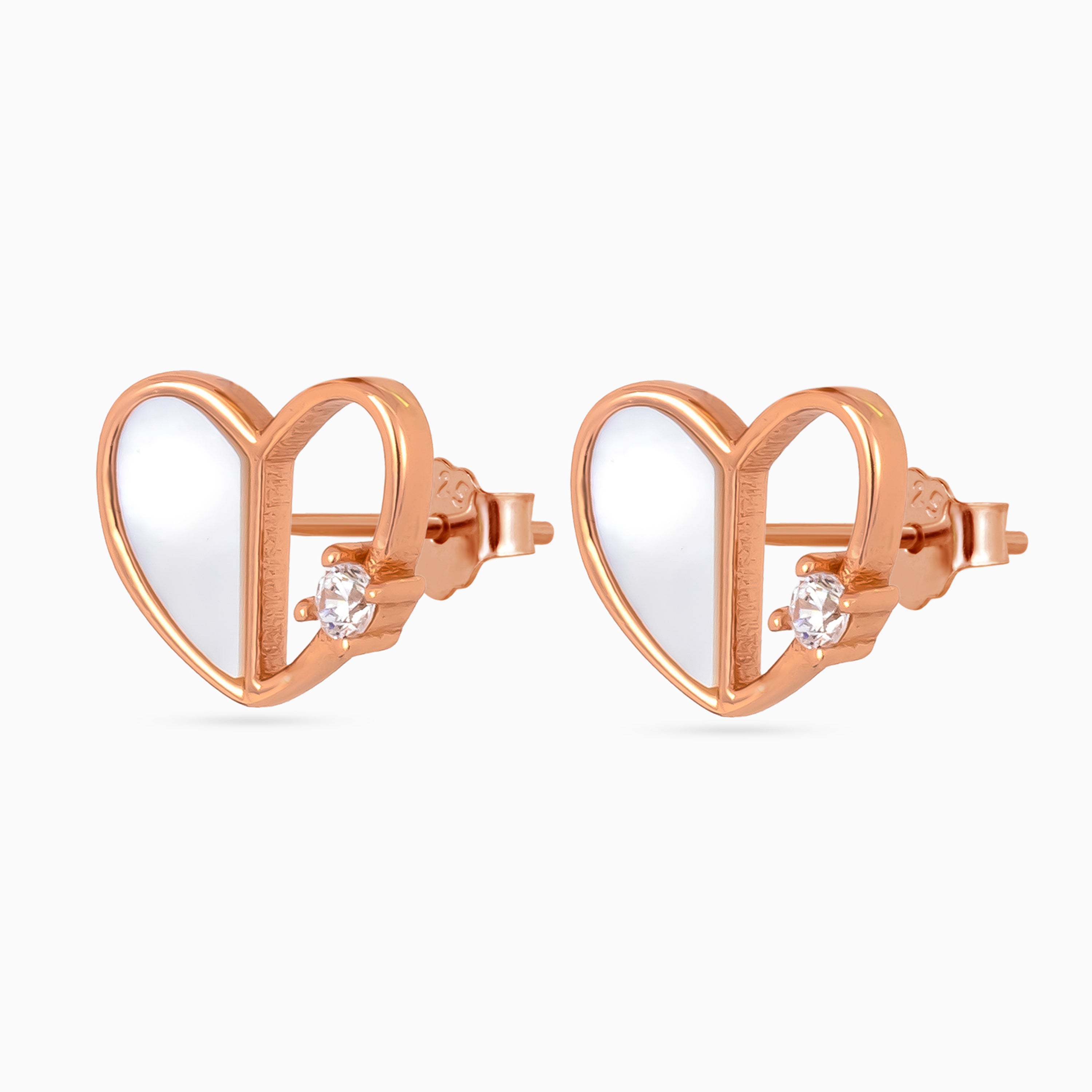 Rose gold Mother of Pearl Heart Studs