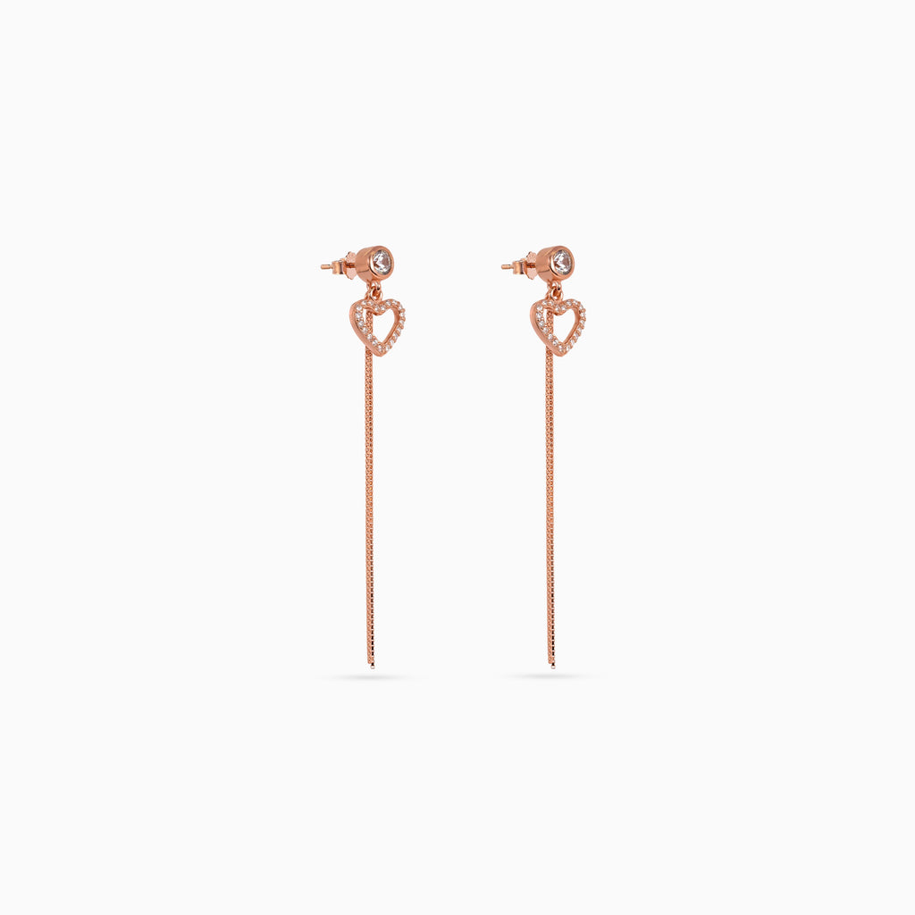 Rose gold Pavé Heart Chain Drops