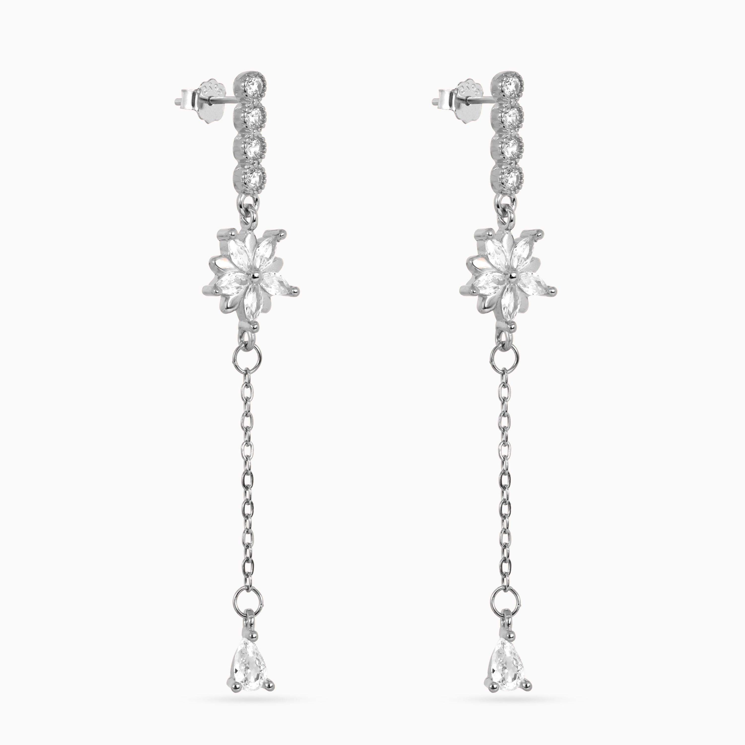 Silver Starburst Chain Drops
