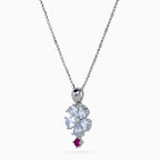 Crystal Petal Ruby Drop Necklace