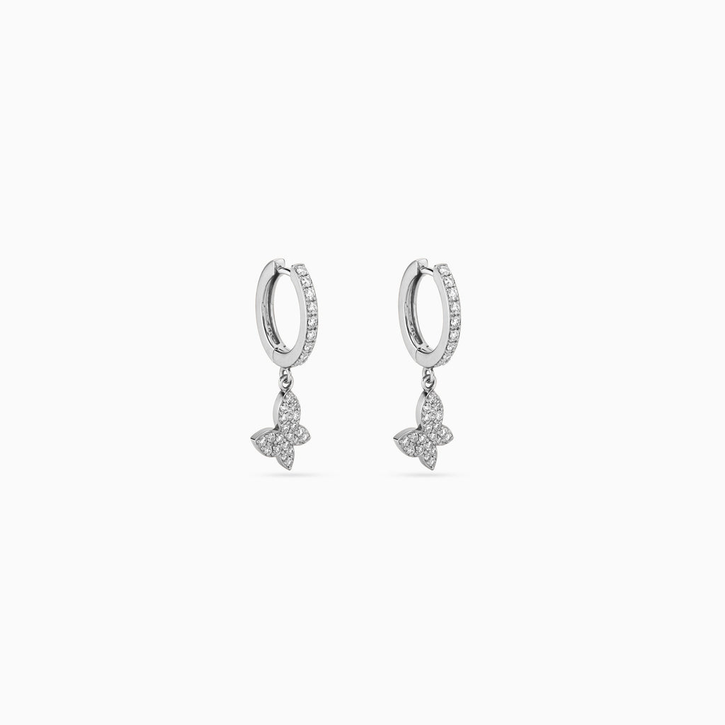 Silver Butterfly Pavé Huggie Drops