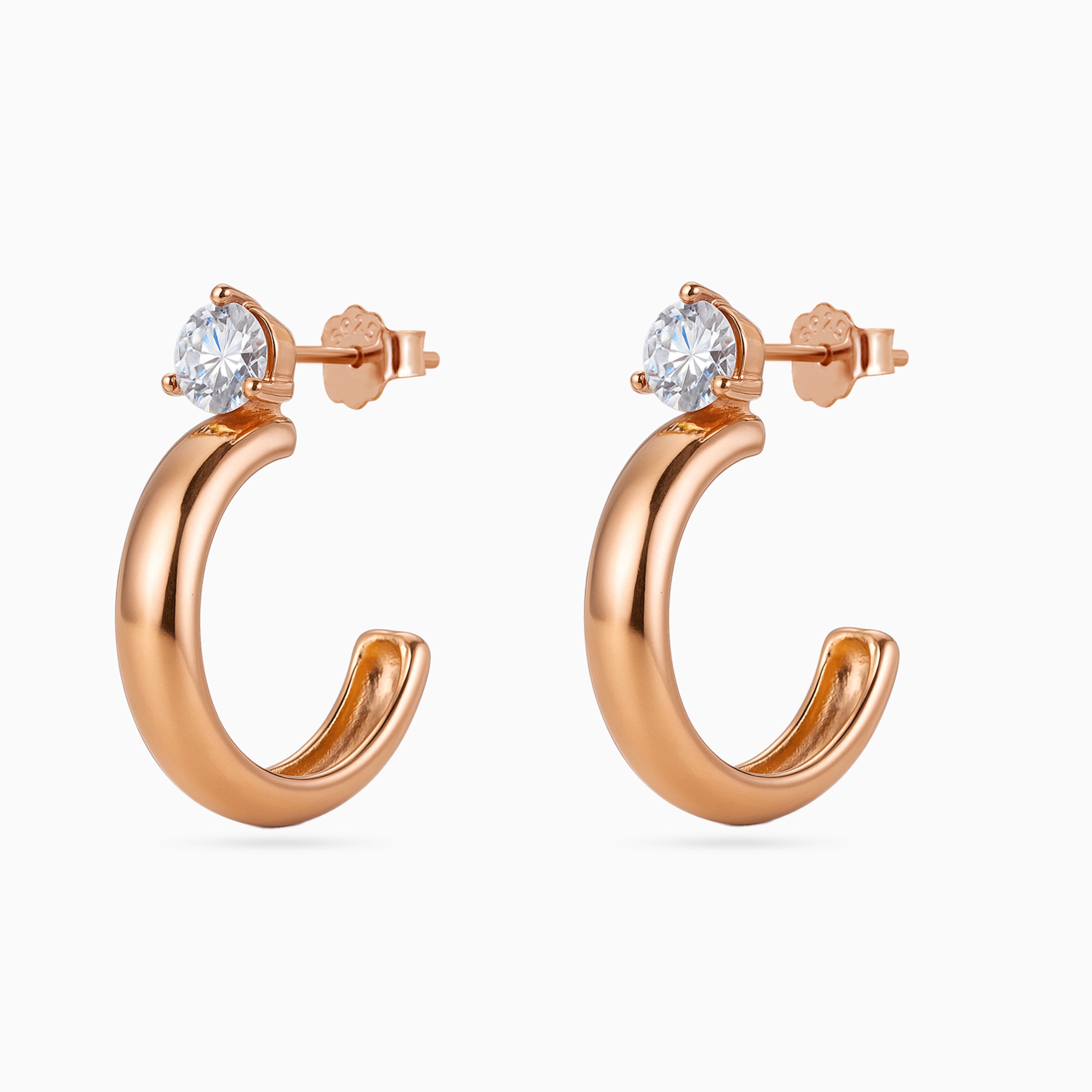 Rose gold Solitaire Dome Huggies