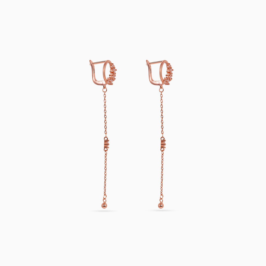 Rose gold Cluster Cascade Huggies