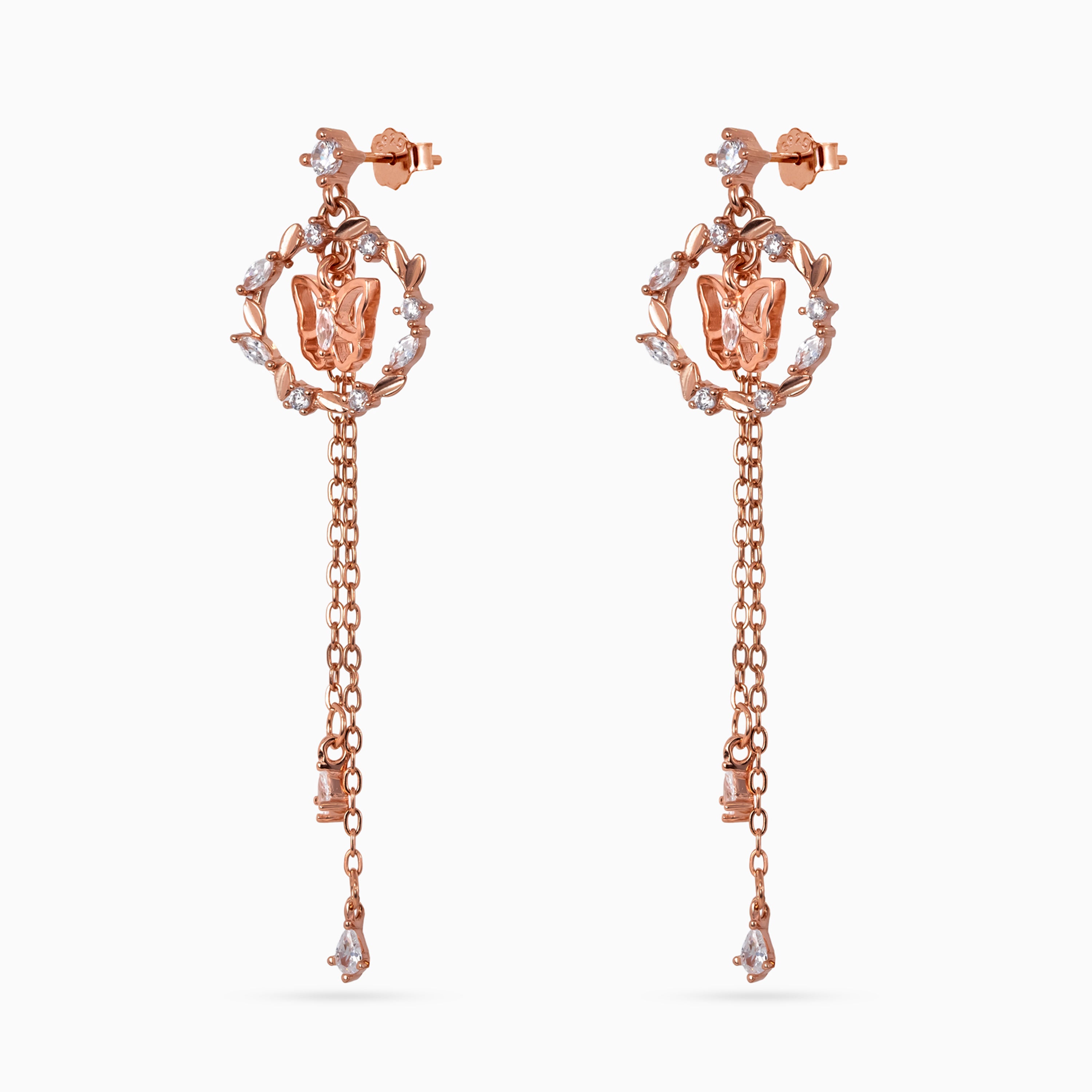 Rose gold Butterfly Wreath Chain Drops
