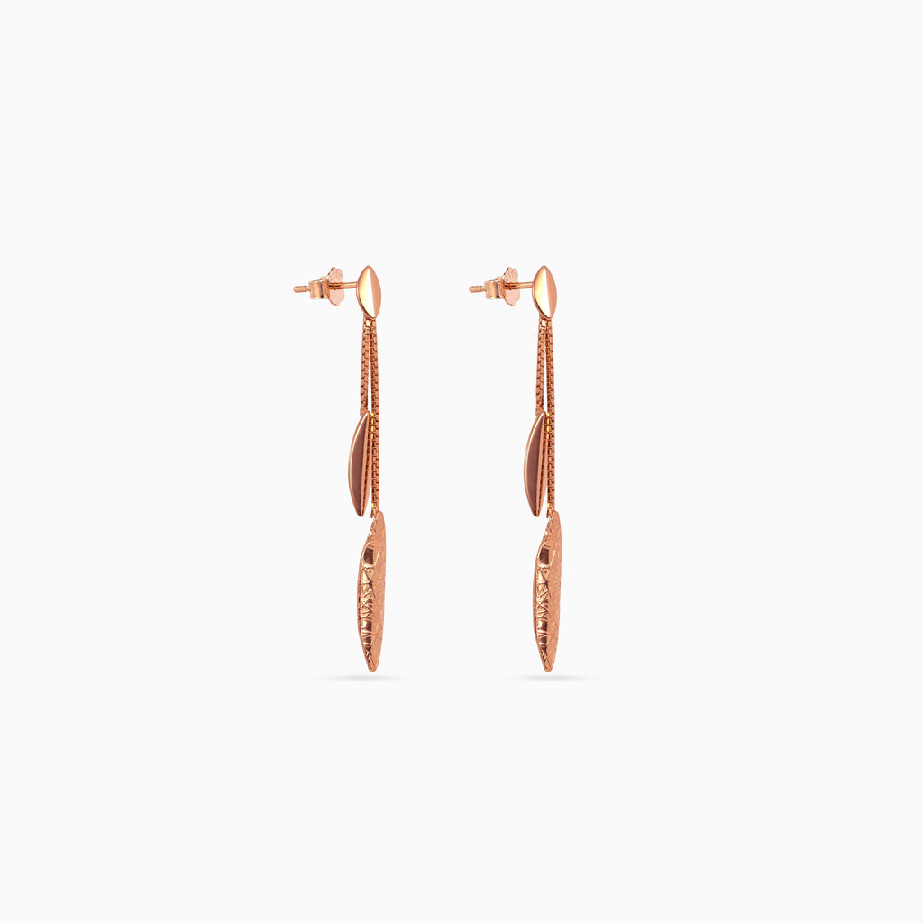 Rose gold Etched Leaf Linear Drops