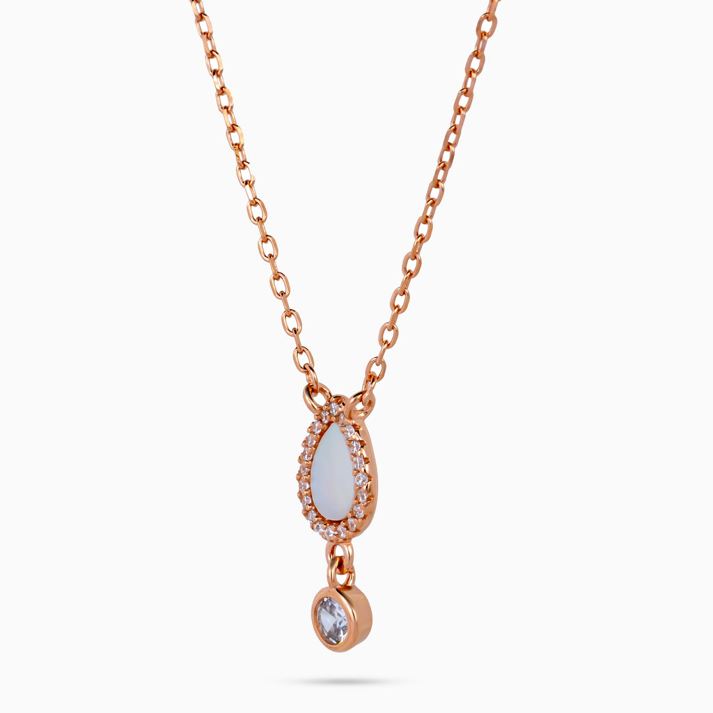 Teardrop Halo Pearl Drop Necklace