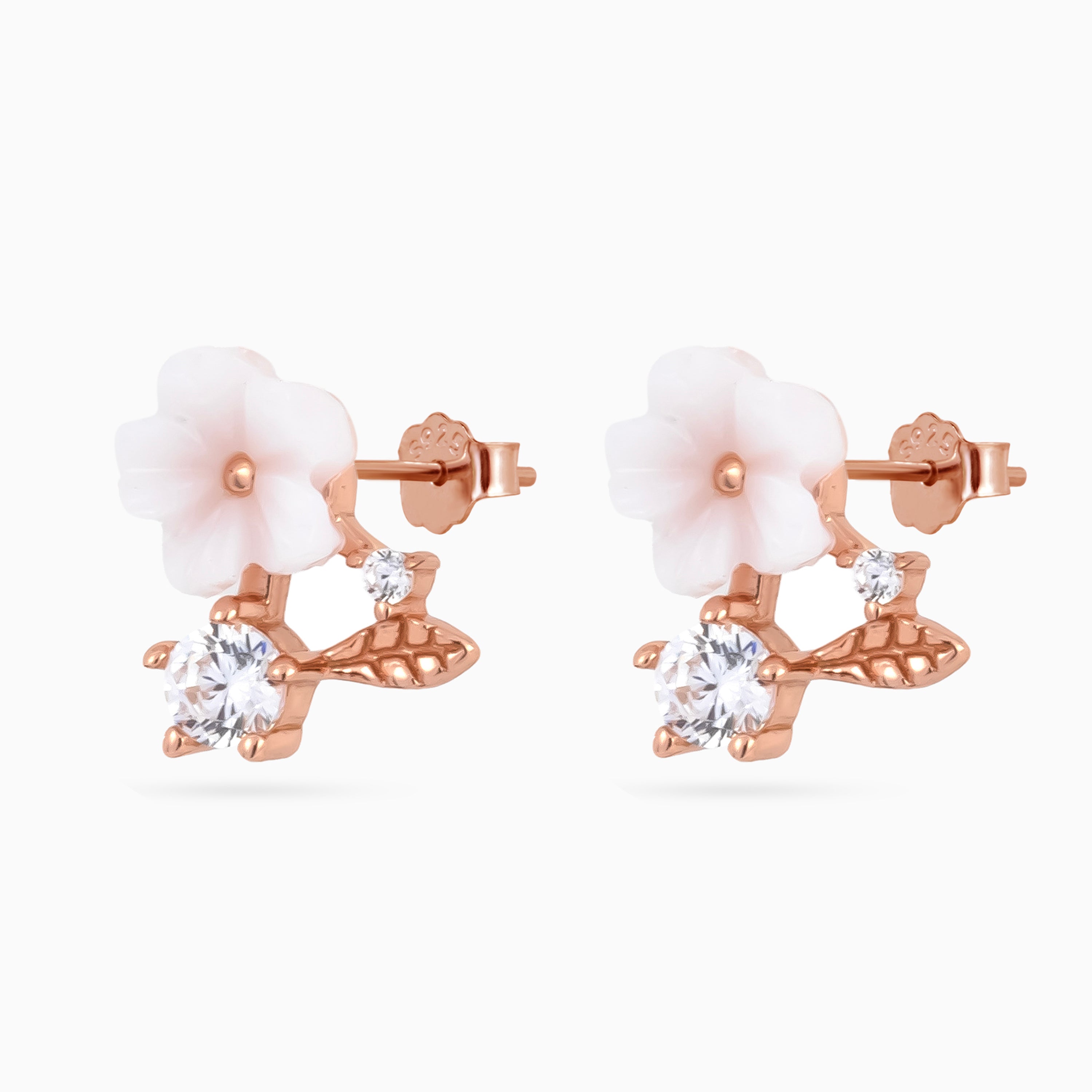Blush Bloom Leaf Studs