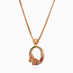 Rose Gold Rainbow Papillon Circle Necklace