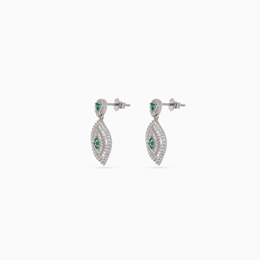 Silver Emerald Marquise Pavé Drops