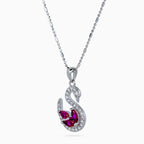 Ruby Wing Swan Pendant Set