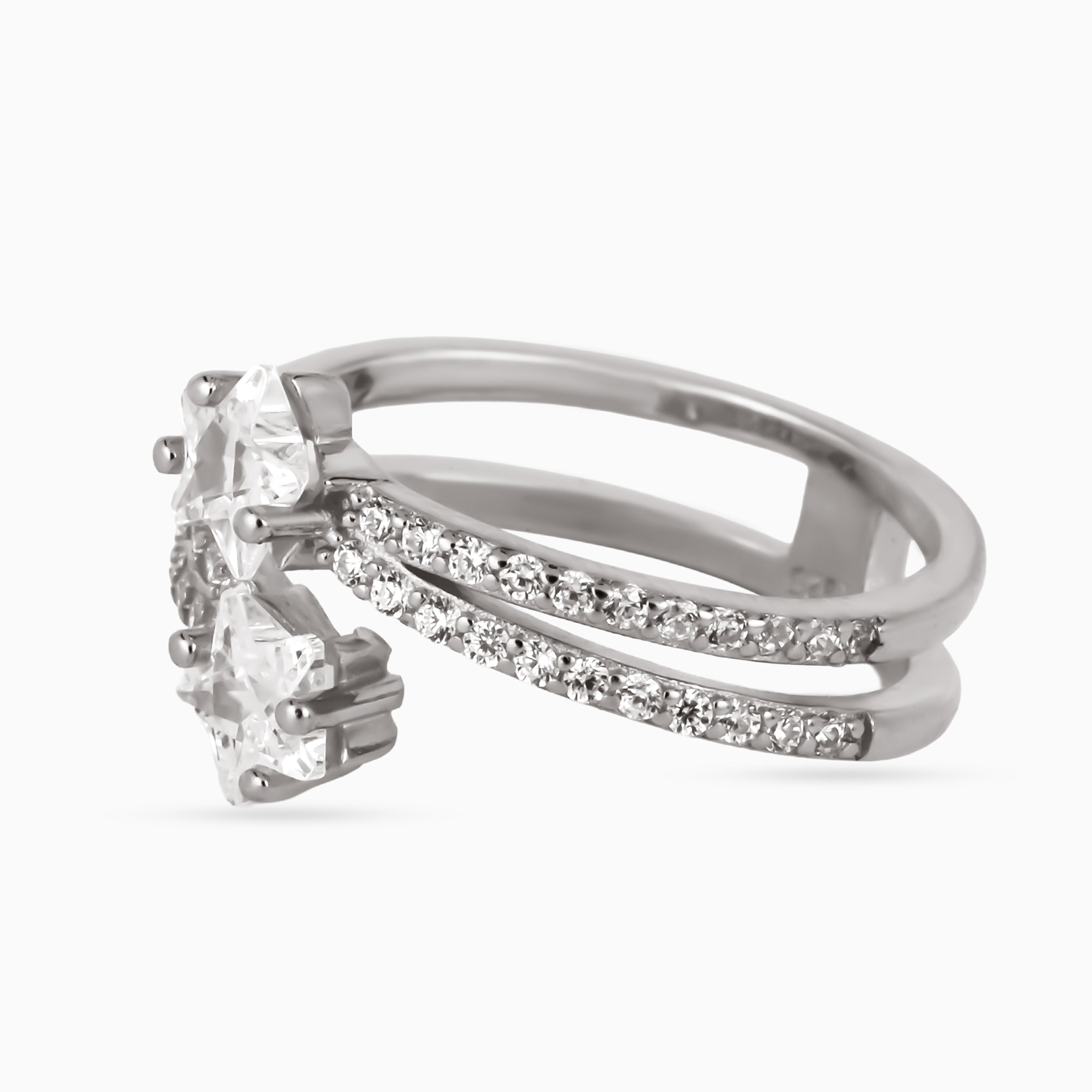 Twin Crescent Pavé Ring