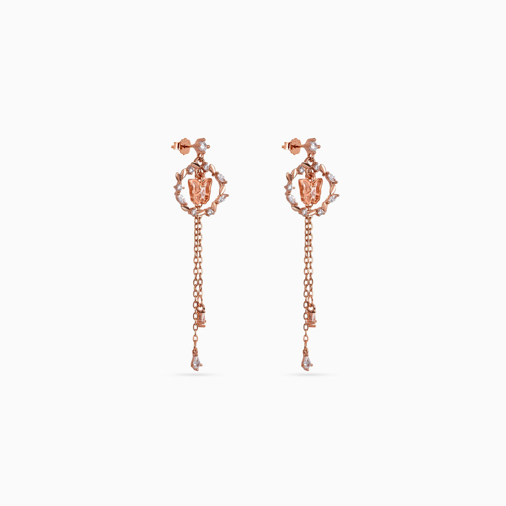 Rose gold Butterfly Wreath Chain Drops