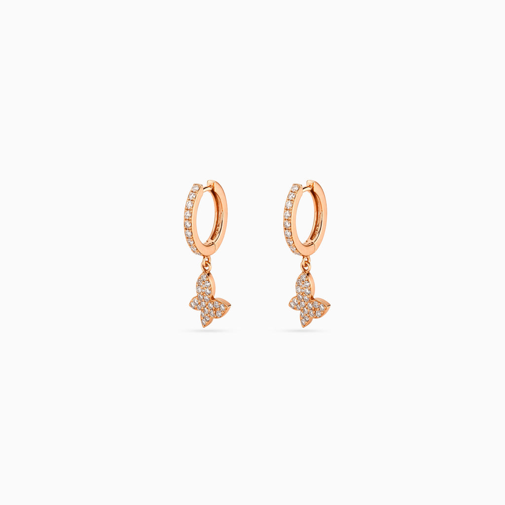 Rose Gold Butterfly Pavé Huggie Drops