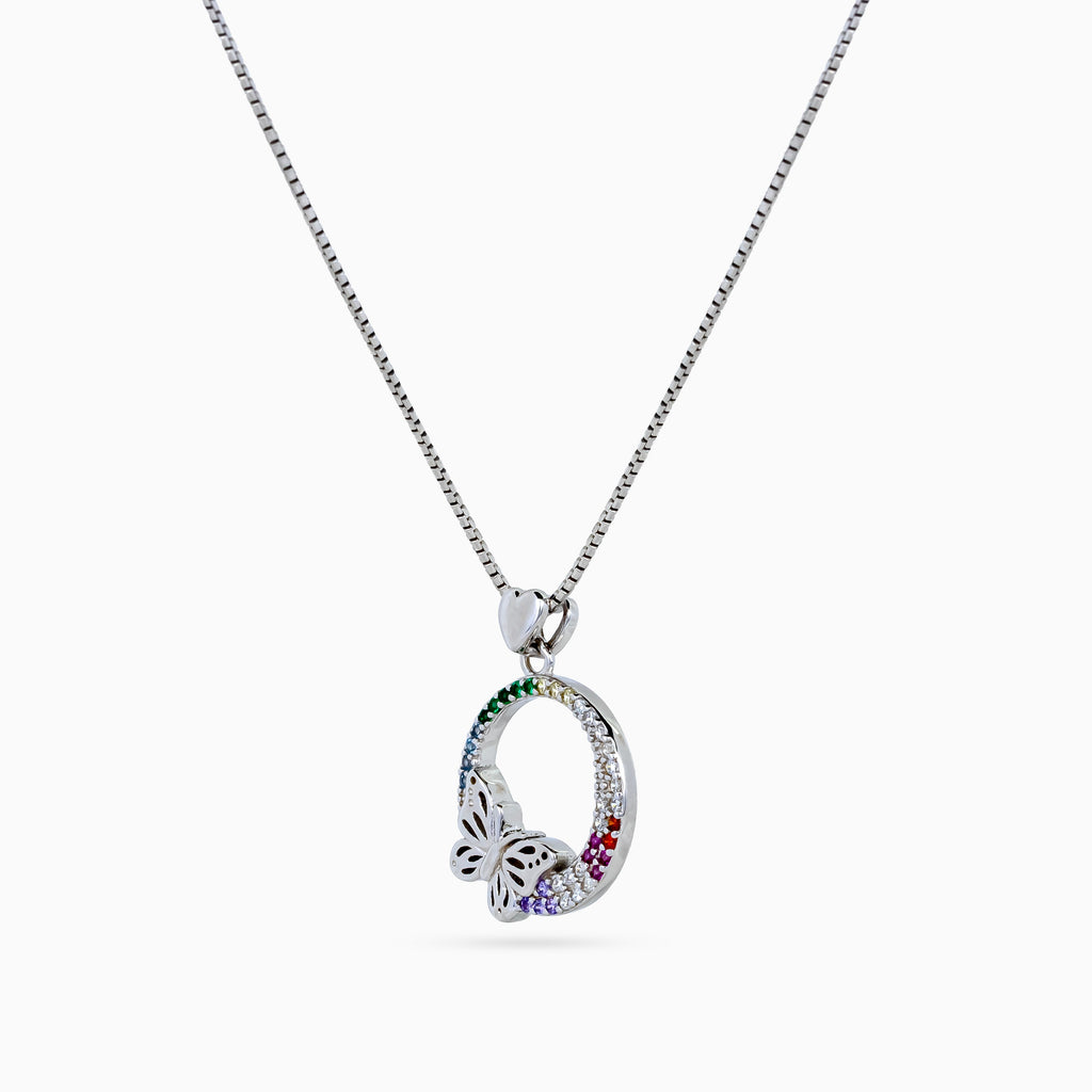 Rainbow Papillon Circle Necklace