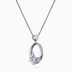 Rainbow Papillon Circle Pendant Set