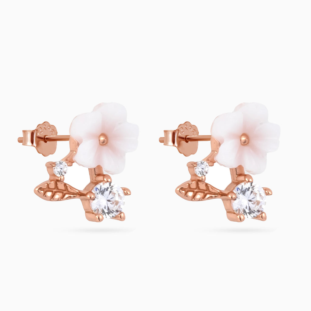 Blush Bloom Leaf Studs