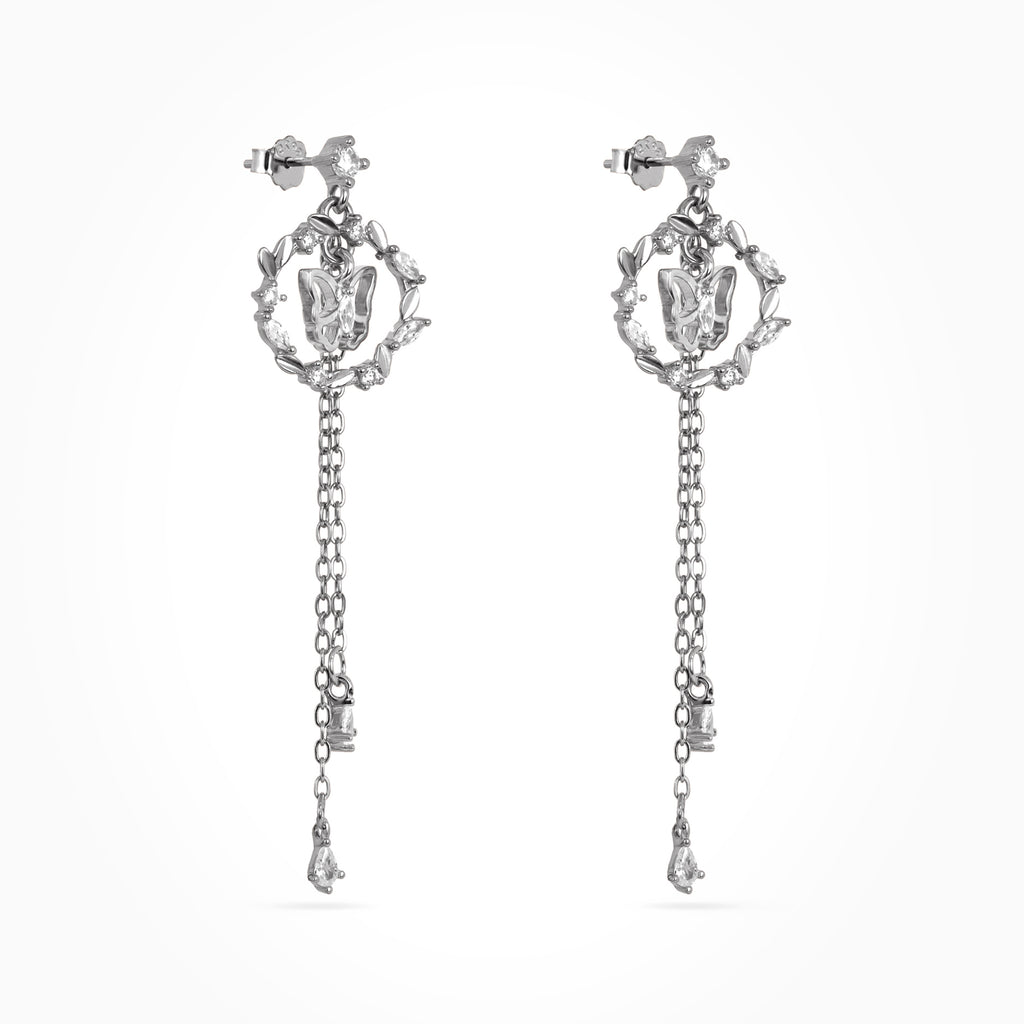 Silver Butterfly Wreath Chain Drops