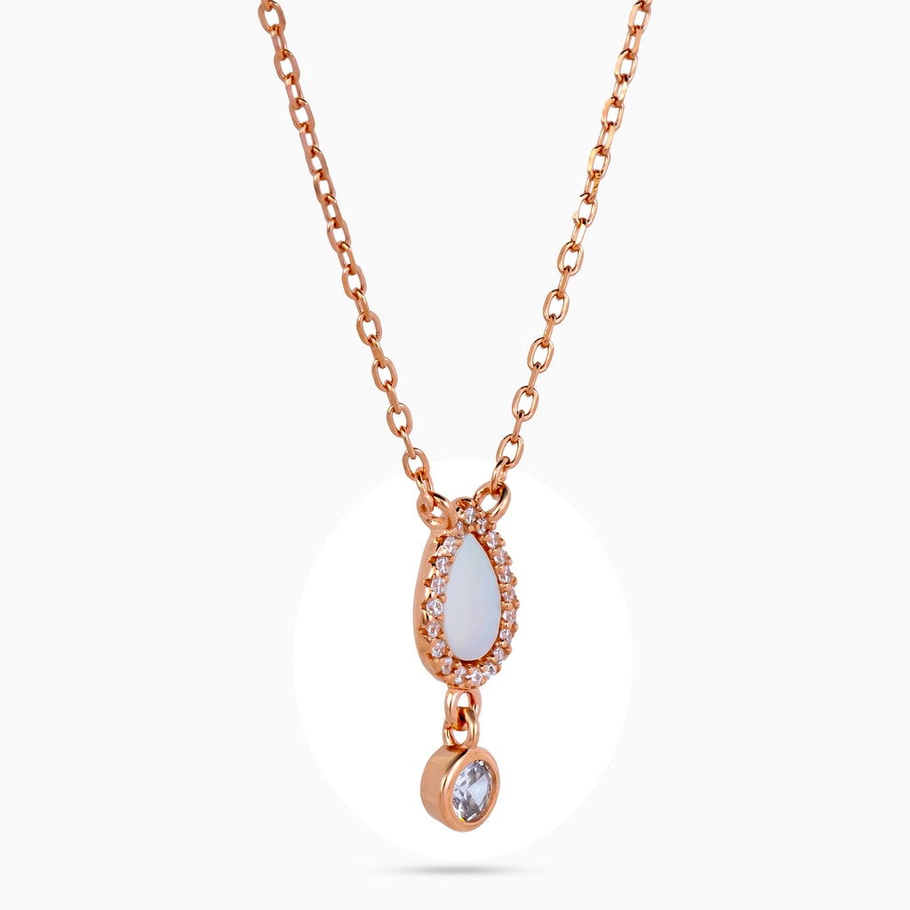 Teardrop Halo Pearl Drop Necklace