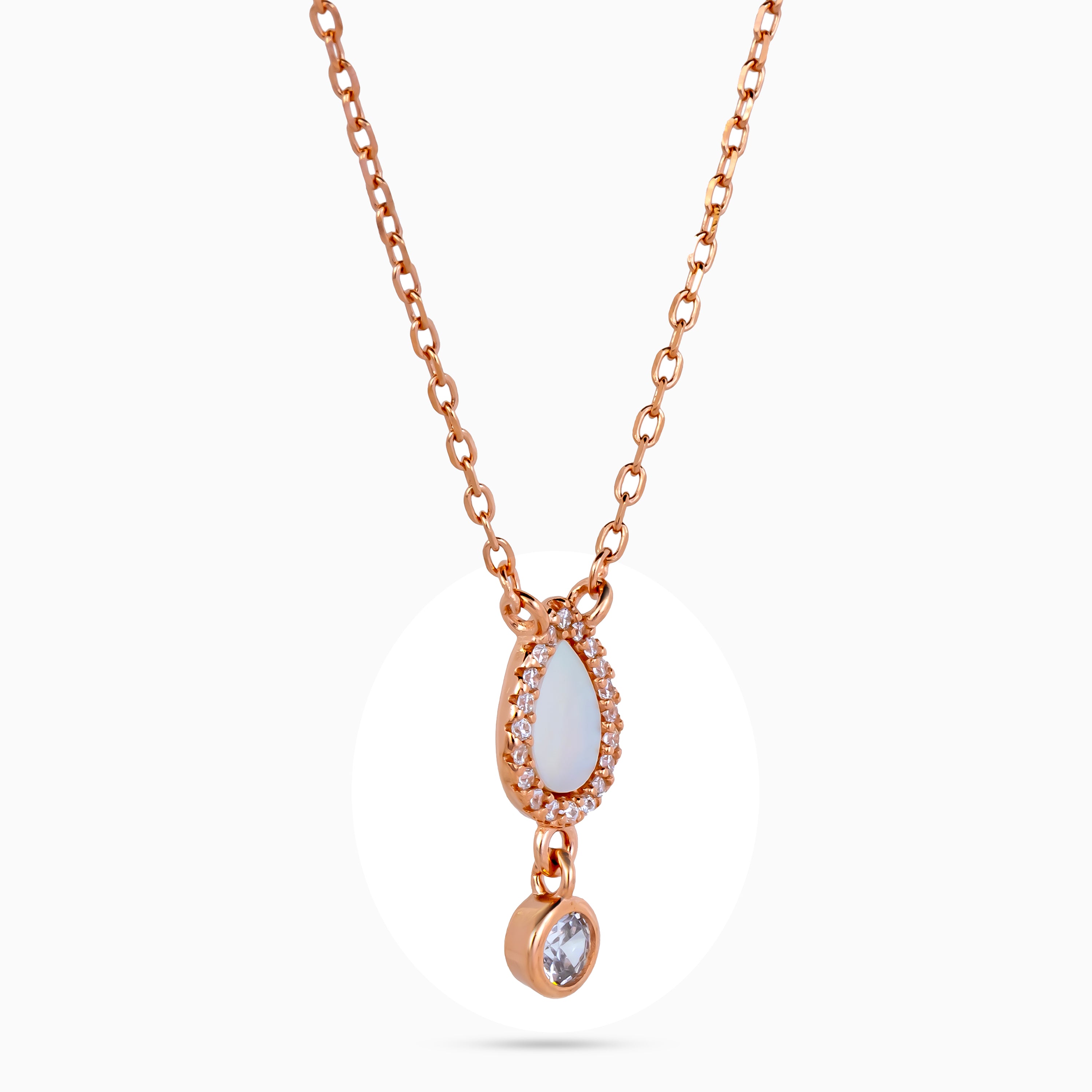 Teardrop Halo Pearl Drop Necklace