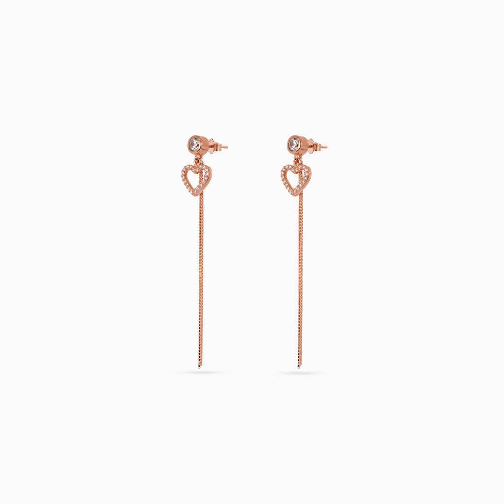 Rose gold Pavé Heart Chain Drops