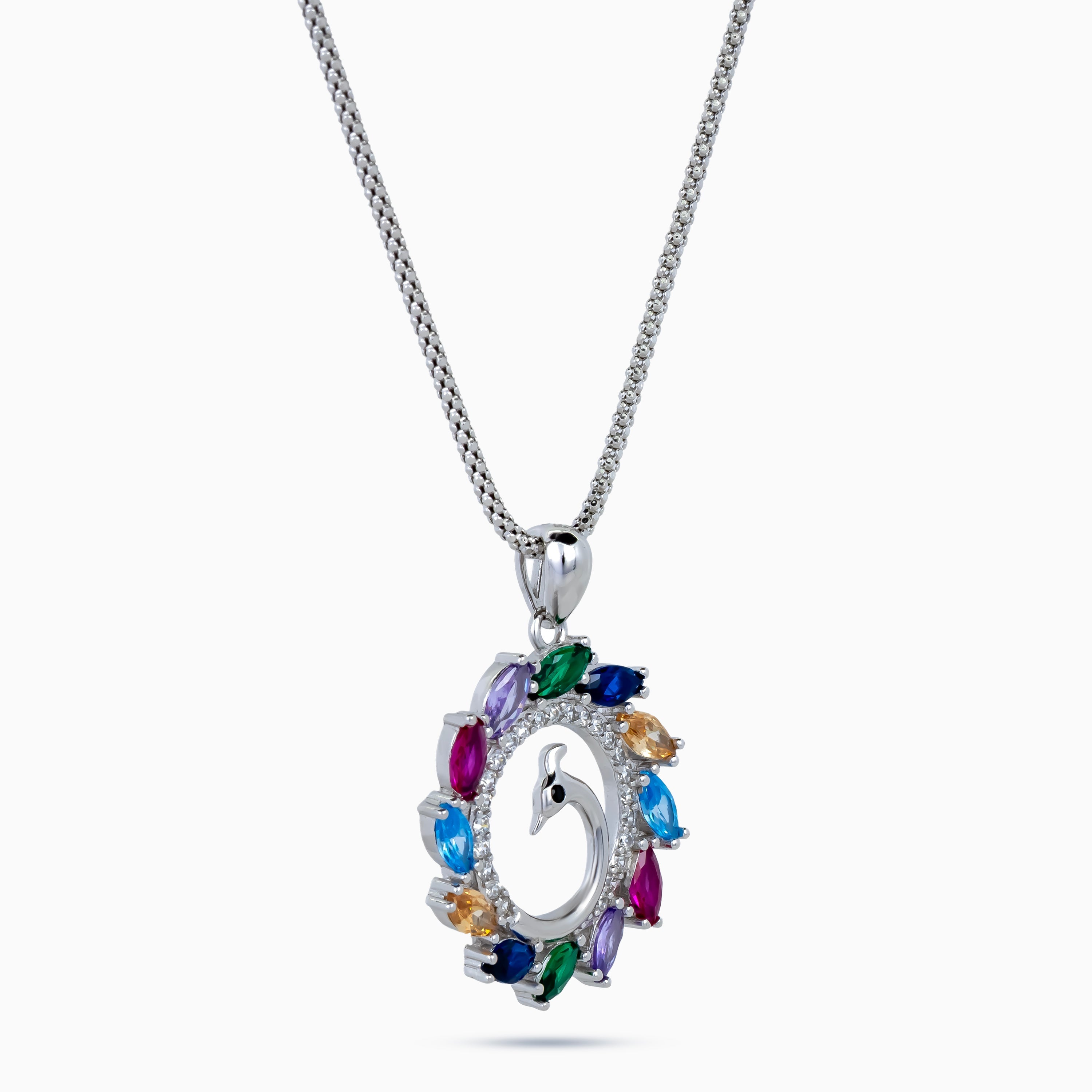Peacock Radiance Wreath Pendant Set