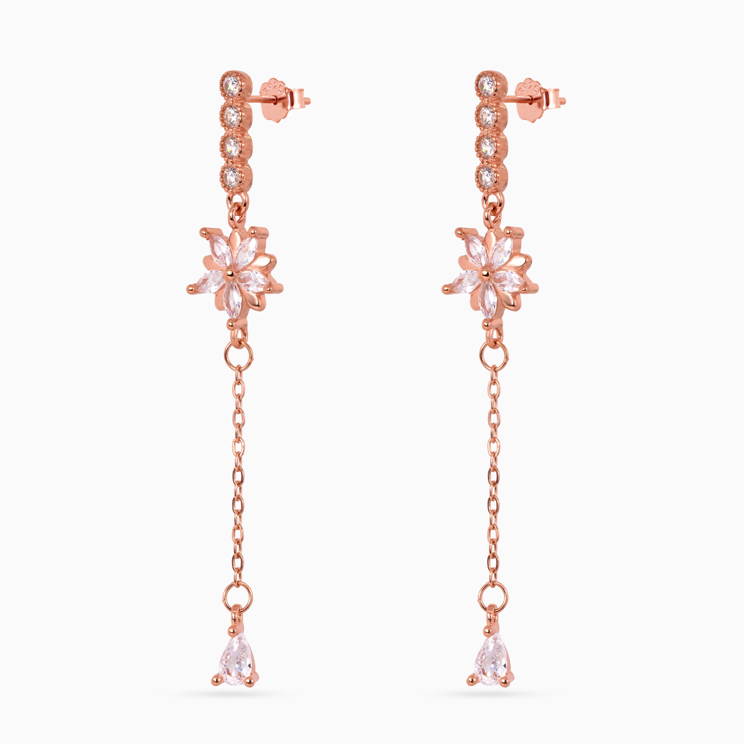 Rose gold Starburst Chain Drops