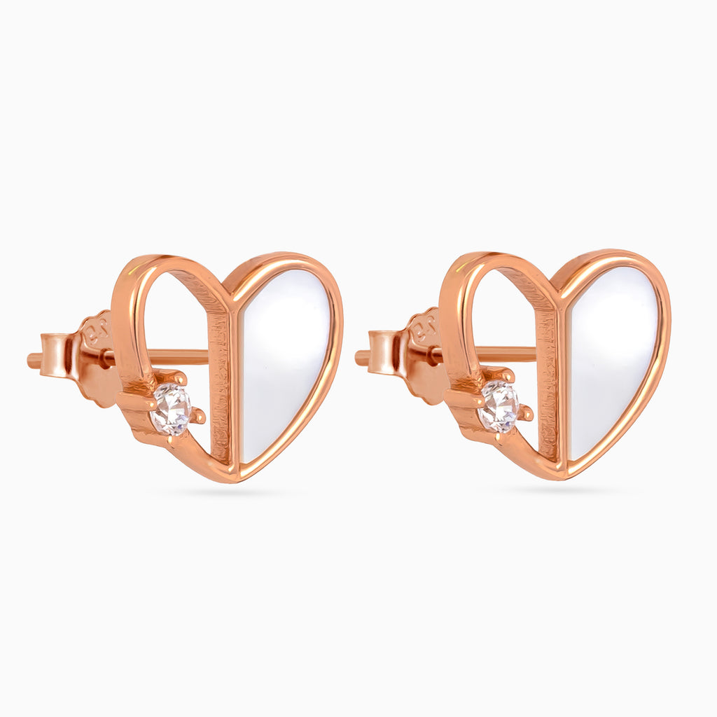 Rose gold Mother of Pearl Heart Studs