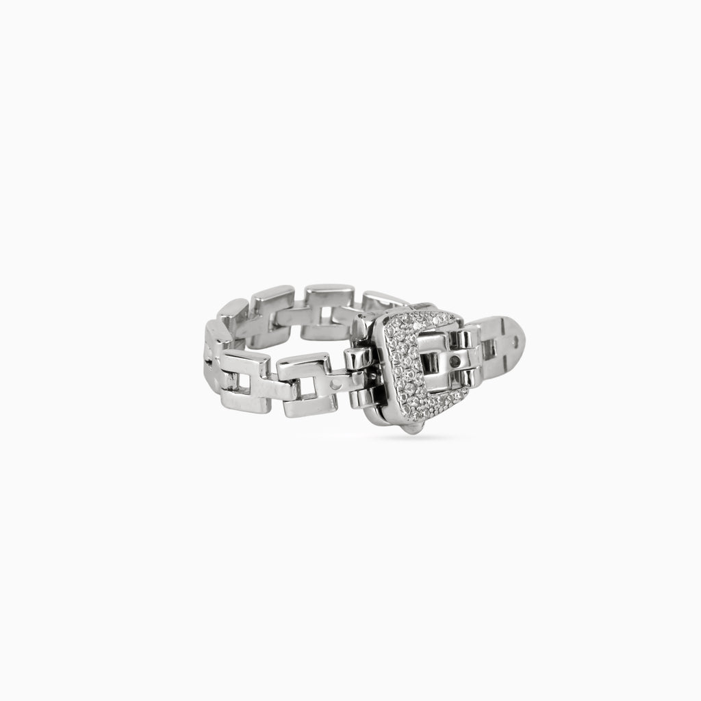 Box-Link Pavé Square Ring
