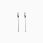 Silver Circle Pavé Threader Drops