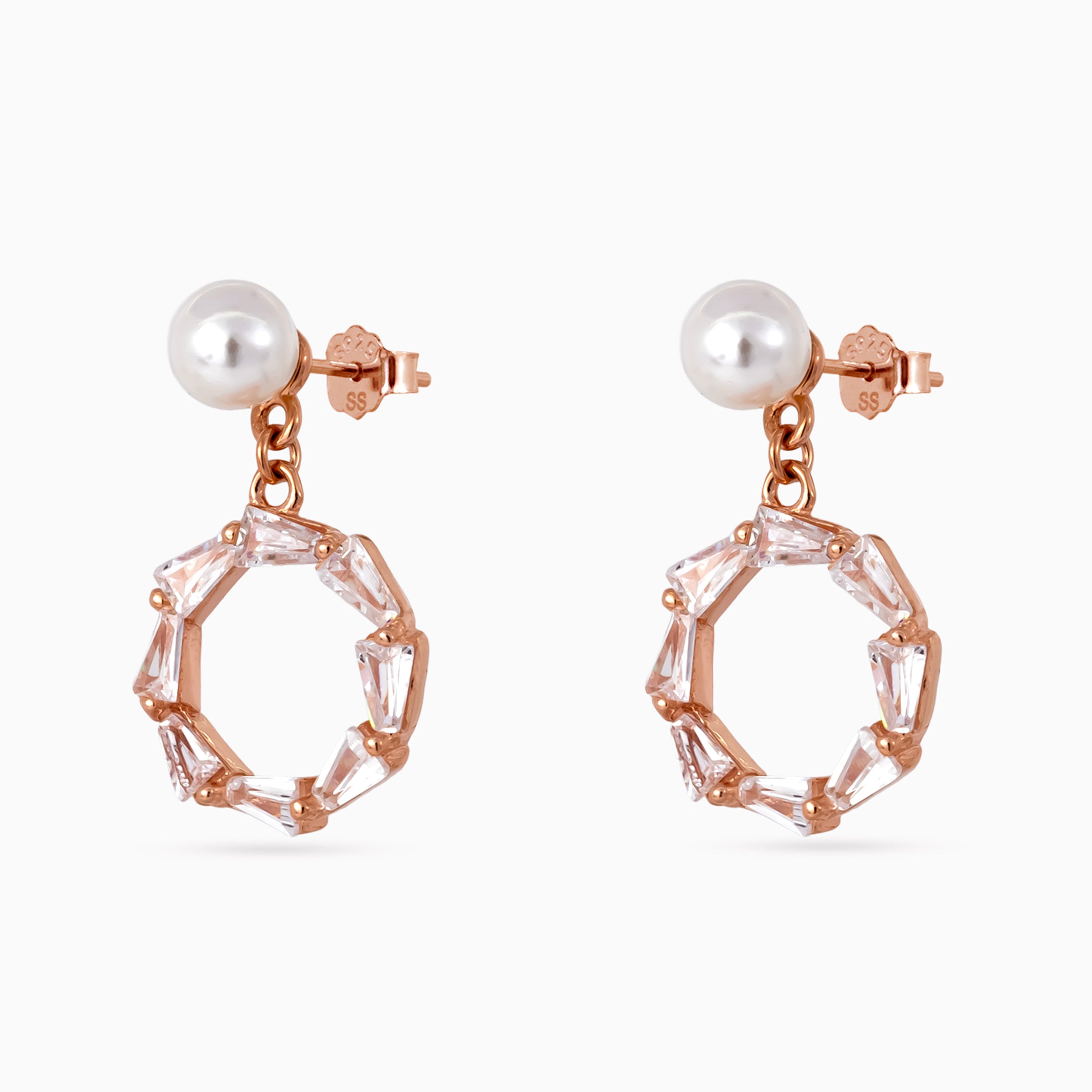 Pearl Octagon Drop Studs