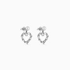Silver Pearl Heart Baguette Drops