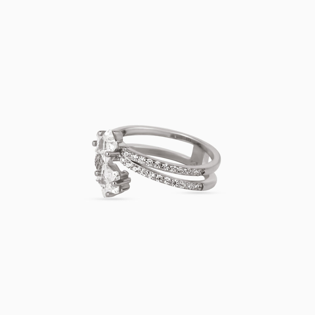 Twin Crescent Pavé Ring