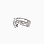 Twin Crescent Pavé Ring