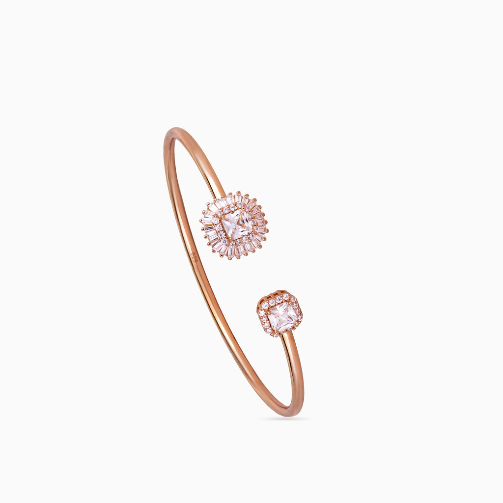 925 sterling silver, rhodium, Octagon & Pear Halo Bangle bracelet, (Stellar Lattice)