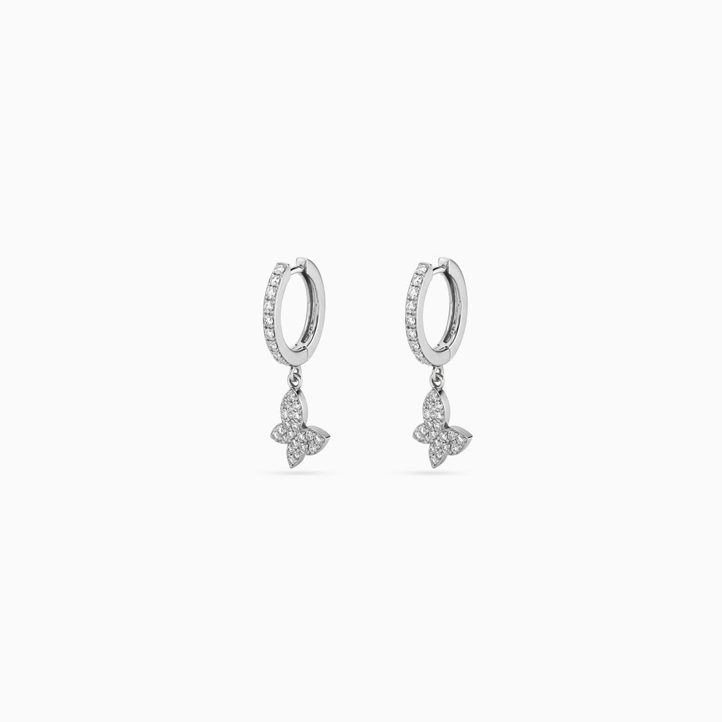 Silver Butterfly Pavé Huggie Drops