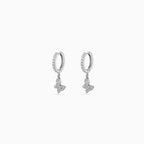 Silver Butterfly Pavé Huggie Drops