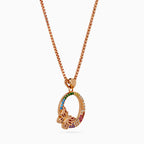 Rose Gold Rainbow Papillon Circle Necklace