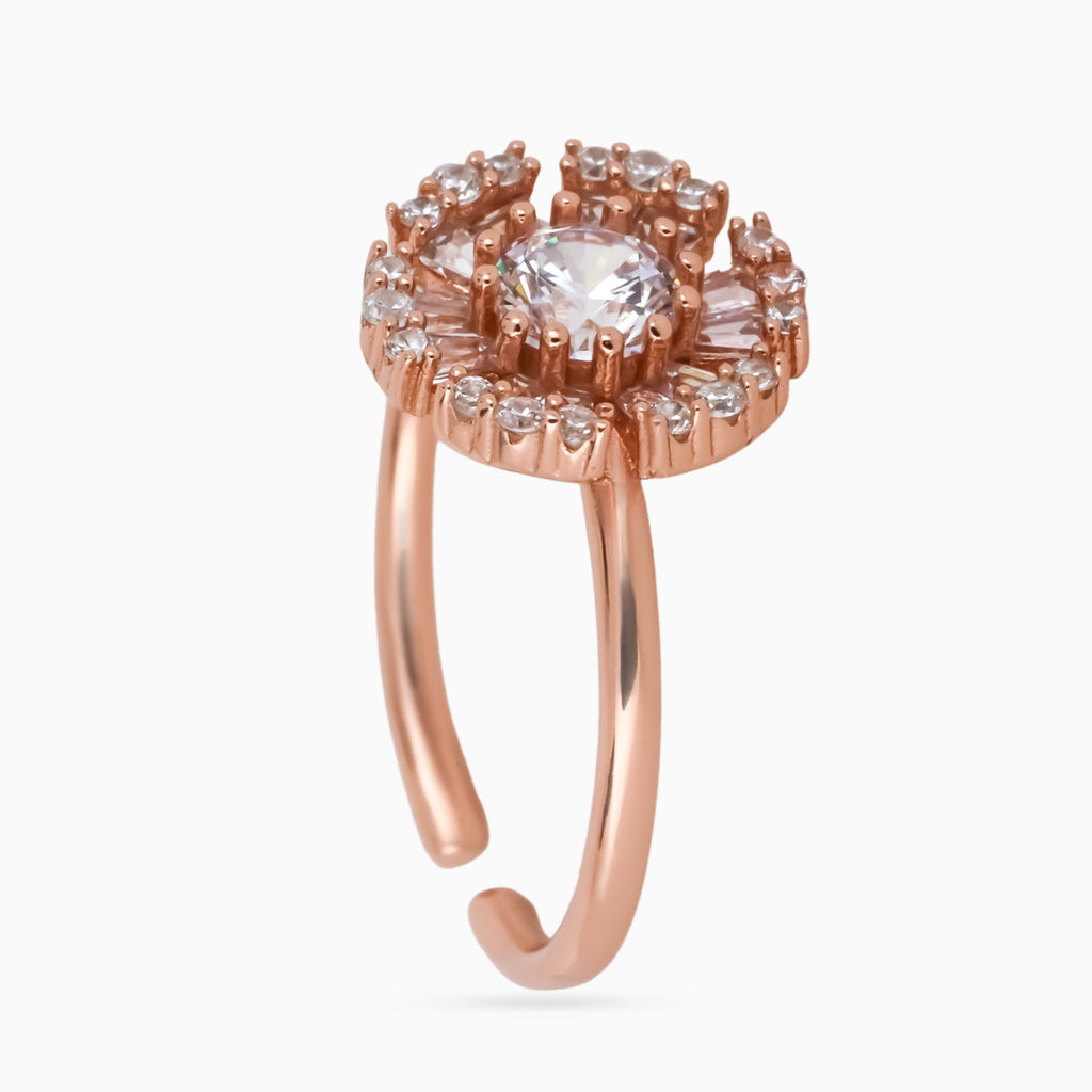 Spiral Bloom & Dewdrop Ring