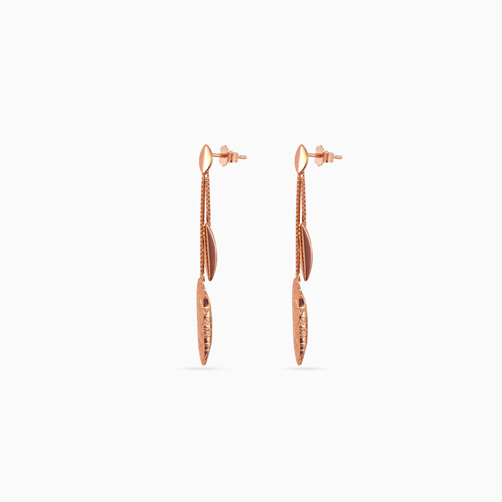 Rose gold Etched Leaf Linear Drops