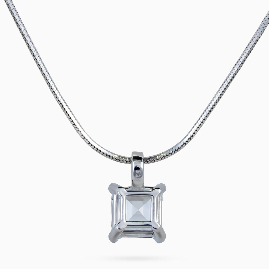 Silver Asscher Prism Necklace