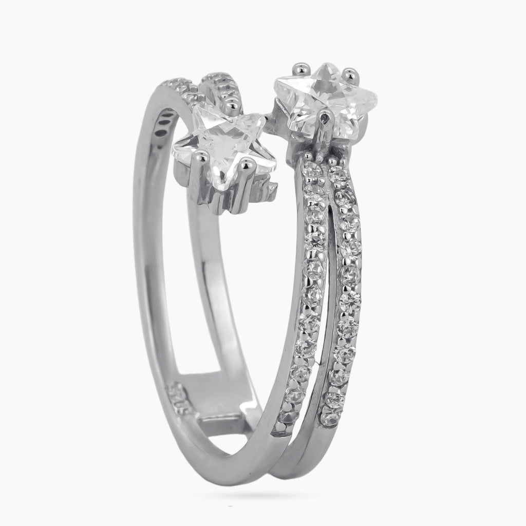 Twin Crescent Pavé Ring