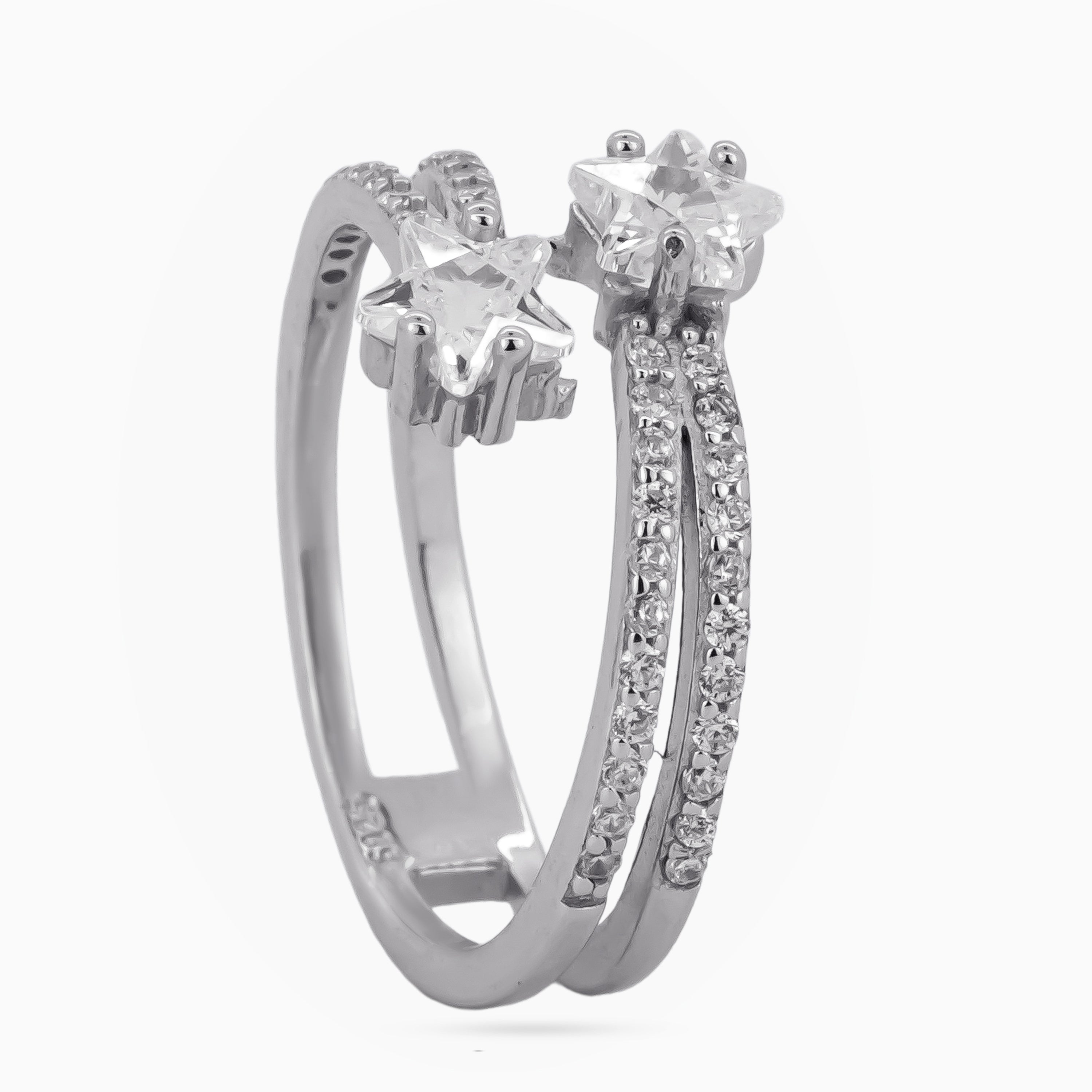 Twin Crescent Pavé Ring