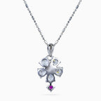 Crystal Petal Ruby Drop Necklace