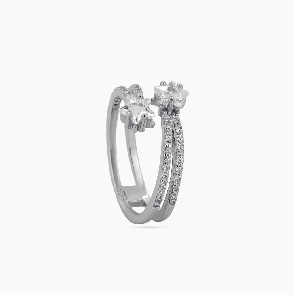 Twin Crescent Pavé Ring