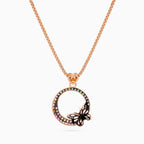 Rose Gold Rainbow Papillon Circle Necklace