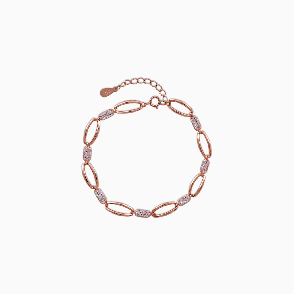 925 sterling silver, Luxe Links bracelet (Luxe Links), 16 cm, Rose Gold Bracelet 