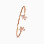 925 sterling silver, rose gold, Twin Blossom Pavé Bangle bracelet, (Secret Garden)