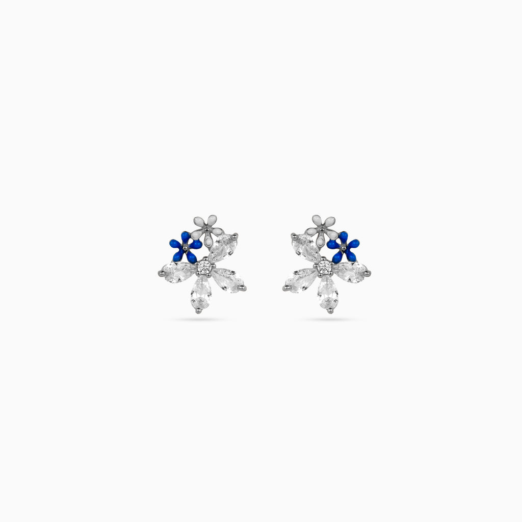 Silver Azure Blossom Cluster Pendant Set