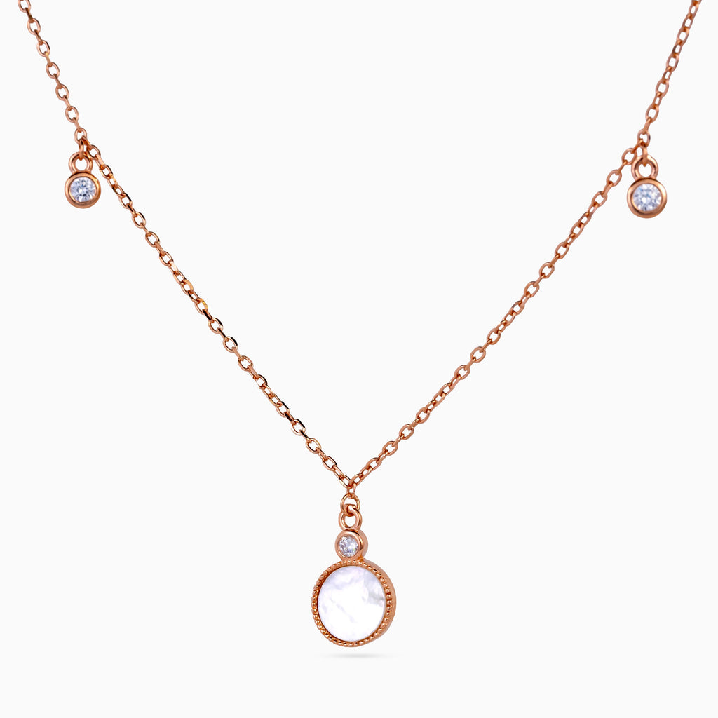 Rose Gold Celeste Drop Station Necklace